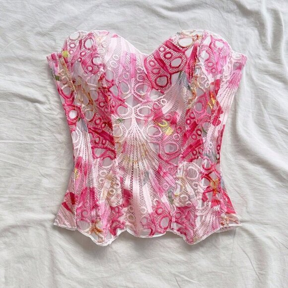 Pink Boho Women's Sexy Lace Bustier Top - Picture 5 of 6